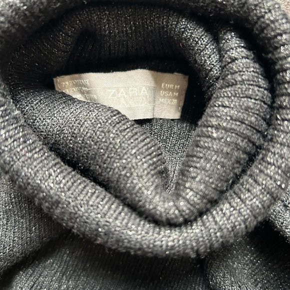 ZARA Black with Silver Ribbed Turtleneck - Picture 4 of 4